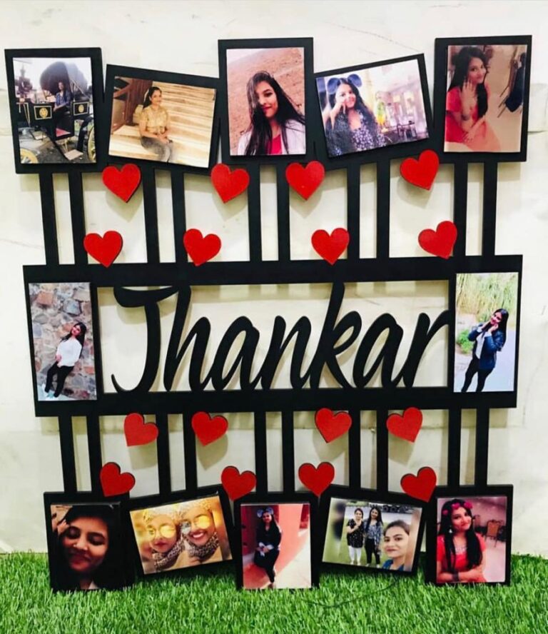 Personalized Name Photo Frame with Heart Décor – Custom Wall Hanging for Memories & Gifts