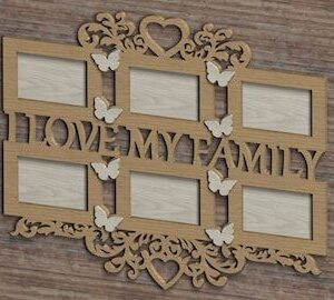 "I Love My Family Wooden Photo Frame – Decorative Wall Hanging Picture Collage | Family Memory Display"